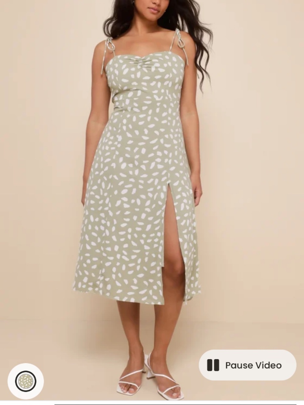 Lulus Party In Paris Sage Green Print Tie-strap Midi Dress - Size XL - Picture 5 of 7